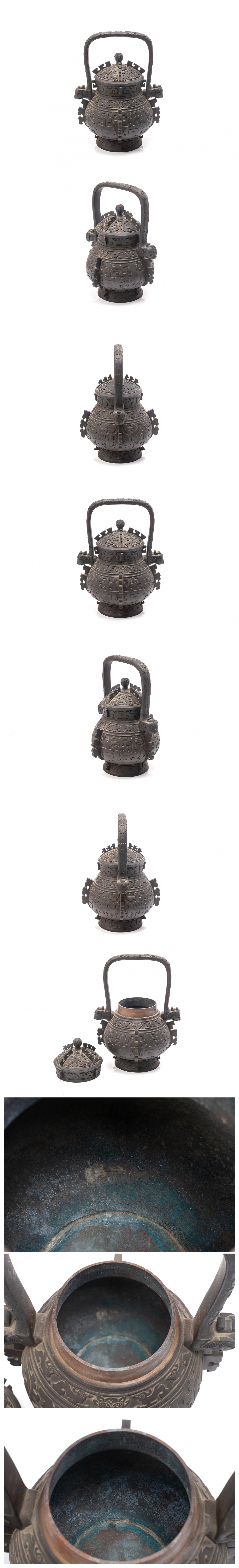 李王家 銅製四耳香炉｜骨董品 EC542 朝鮮古美術【李王家美術