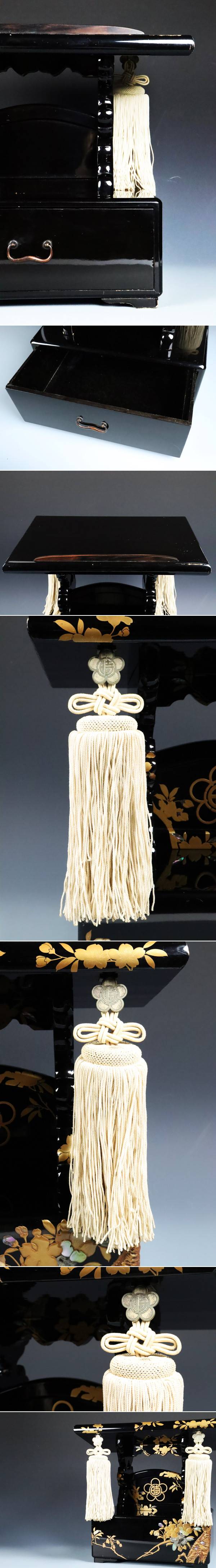 時代物 黒漆塗金蒔絵螺鈿細工 見台 経台 経机 仏具 仏教美術 古美術 骨董品 江戸期 黒漆塗金蒔絵螺鈿細工 家紋入見台 仏教美術 経台 経机